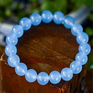 🆕 New Light Blue Aquamarine Jade Gemstone Bracelet 8mm